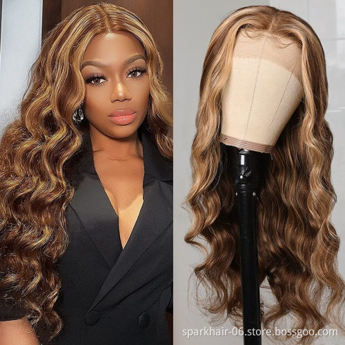 Full Lace Wig 150% Density Color Ombre Wigs #27/#613 Brazilian Remy Piano Color Human Hair Lace Front Wig 8"-30"